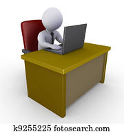 Businessman in office with laptop Businessman in office with laptop