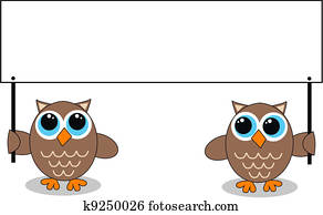 två, ugglor, med, a, affisch