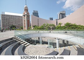 arquitetura, estrutura, de, hong kong centro cultural, sobre, céu azul