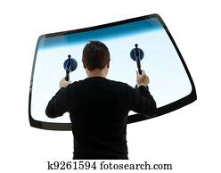 holding up the windshield