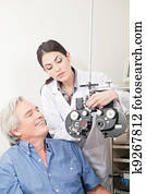 optometrist, fazendo, vista, testar