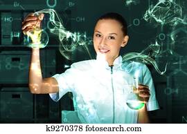 若い 化学者 仕事 中に 実験室 イラスト K Fotosearch