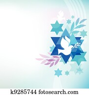 דפוסית, כרטיס, עם, יהודי, סמלים