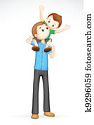 3d Father and Son in Vector 3d Father and Son in Vector