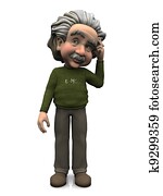 Cartoon Albert Einstein thinking. Cartoon Albert Einstein thinking.