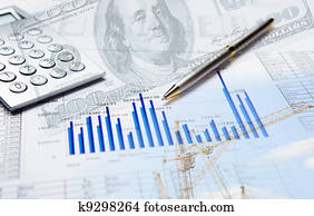 finansu, un, komandējums, charts, un, graphs