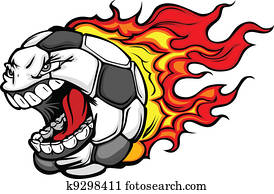 Flaming Soccer Ball Screaming Face Vector Cartoon Flaming Soccer Ball Screaming Face Vector Cartoon