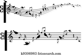 musik merkt, mit, birds,, vektor musik merkt, mit, birds,, vektor