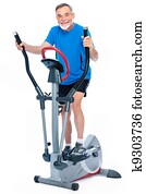 senior man exercising on stepper