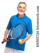 senior man with a tennis racket