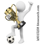 3d, שחקן של כדורגל, -, עולם, דגול