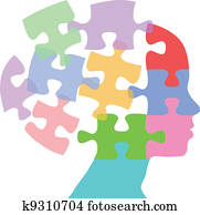 Woman faces mind thought problem puzzle Woman faces mind thought problem puzzle