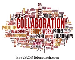 colaboración, concepto, en, palabra, etiqueta, nube
