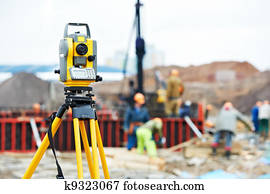 surveyor equipment theodolite at construction site