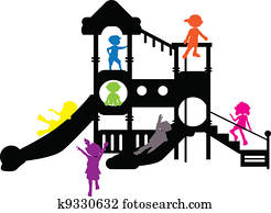 children silhouettes playground children silhouettes playground