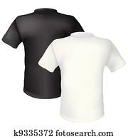 cierny a biely, t-shirt, chrbat vyhlad