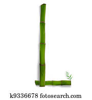 One capital letter of bamboo alphabet with shadow over white