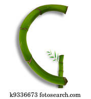 One capital letter of bamboo alphabet with shadow over white