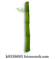 One capital letter of bamboo alphabet with shadow over white