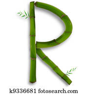 One capital letter of bamboo alphabet with shadow over white