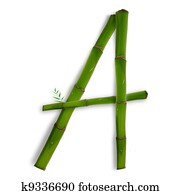 One capital letter of bamboo alphabet with shadow over white