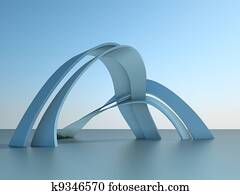 3d illustration of a modern architecture building with arches on sky background 3d illustration of a modern architecture building with arches on sky background