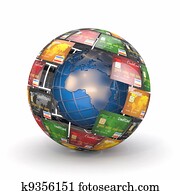 Earth in sphere from credit cards