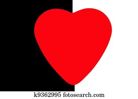Heart on black and white