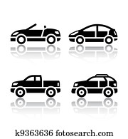 sæt, i, transport, iconerne, -, bilerne