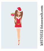 woman wearing santa claus clothes