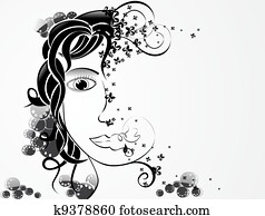 黑色半面畫像, ......的, a, 婦女的, 臉