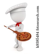 3d white people pizza cook 3d white people pizza cook
