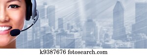 centro chamada, operador, woman.