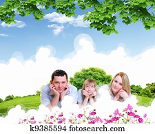 familia feliz, gasto, tiempo, juntos