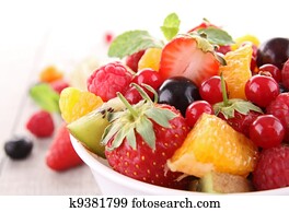 isolado, salada fruta