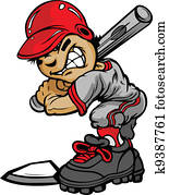 kind, baseball teig, halten, fledermaus, vektor, bild kind, baseball teig, halten, fledermaus, vektor, bild