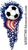 Soccer Firework with Flags and Stars Soccer Firework with Flags and Stars