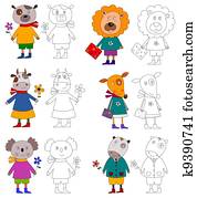 Coloring book. Pets Coloring book. Pets