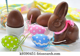 Easter Bunny and chocolate eggs Easter Bunny and chocolate eggs