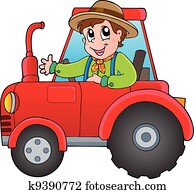 karikatur, landwirt, auf, traktor karikatur, landwirt, auf, traktor
