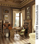 קלאסי, ישן, אולפן, room.