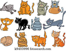 cartoon cats set cartoon cats set