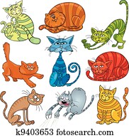 cartoon cats set cartoon cats set