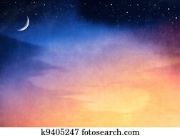 Crescent Moon Sunset