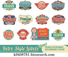 בציר, ראטרו, מדבקות, ו, פתקים