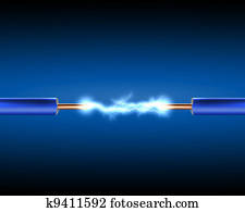 cordão elétrico, com, electricidade, sparkls