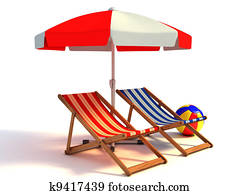 two beach chairs under sunshade