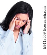 Woman having a headache. Woman having a headache.