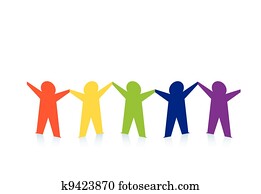 Abstract colorful paper people isolated on white Abstract colorful paper people isolated on white