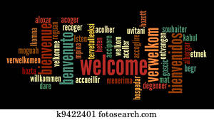 bienvenida, palabra, nube